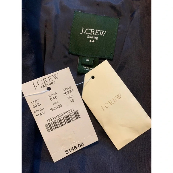 J. Crew Navy Stretch Cotton Jacket Blazer 10 NWT - Picture 4 of 5